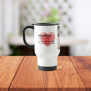Modern Collage Photo & Red Heart Mother Gift Travel Mug