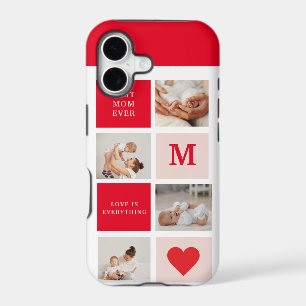 Modern Collage Photo Red & Pink Best Mum Ever Gift