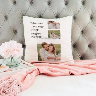 Modern Collage  Photo Romantic Couple Quote Gift Cushion