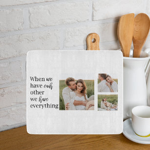 Modern Collage  Photo Romantic Couple Quote Gift Cutting Board