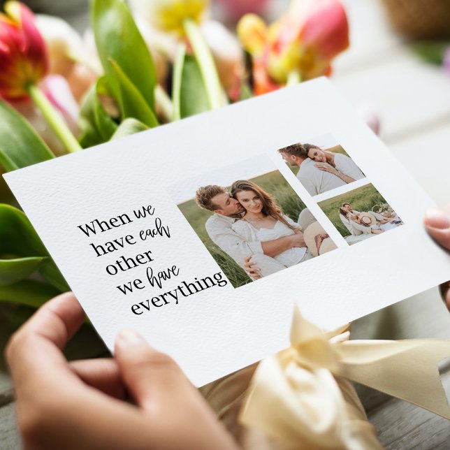Modern Collage  Photo Romantic Couple Quote Gift Holiday Postcard (Creator Uploaded)