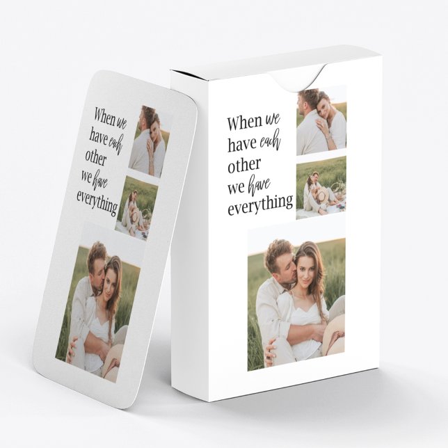 Modern Collage  Photo Romantic Couple Quote Gift Playing Cards (Creator Uploaded)