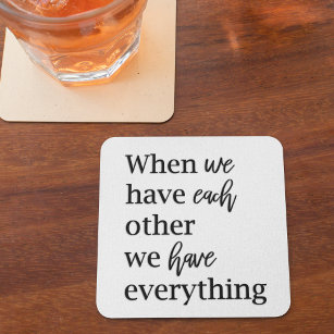 Modern Collage  Photo Romantic Couple Quote Gift Square Paper Coaster