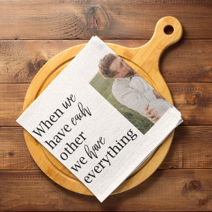 Modern Collage  Photo Romantic Couple Quote Gift Tea Towel
