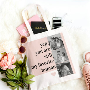 Modern Collage Photo & Romantic Lovely Quote Gift Tote Bag