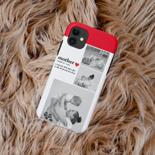 Modern Collage Photo & Text Red Heart Mother Gift