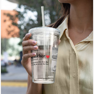Modern Collage Photo & Text Red Heart Mother Gift Acrylic Tumbler