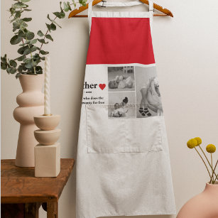 Modern Collage Photo & Text Red Heart Mother Gift Apron
