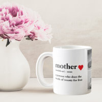 Modern Collage Photo & Text Red Heart Mother Gift
