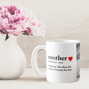Modern Collage Photo & Text Red Heart Mother Gift Coffee Mug