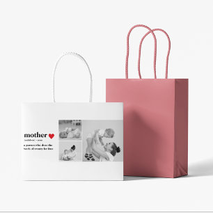 Modern Collage Photo & Text Red Heart Mother Gift Large Gift Bag