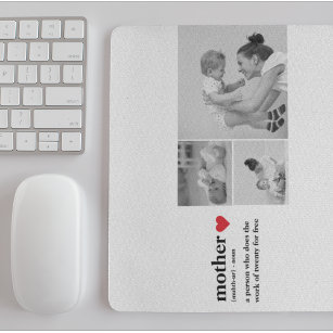 Modern Collage Photo & Text Red Heart Mother Gift Mouse Pad