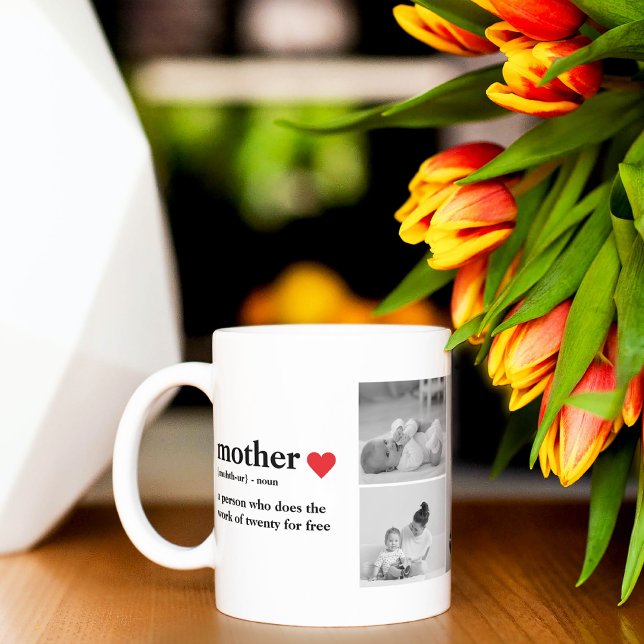 Modern Collage Photo & Text Red Heart Mother Gift Mug (Creator Uploaded)