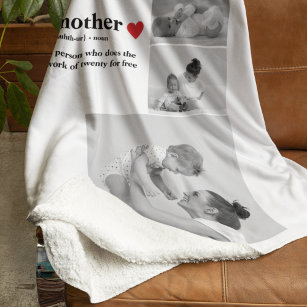 Modern Collage Photo & Text Red Heart Mother Gift Sherpa Blanket