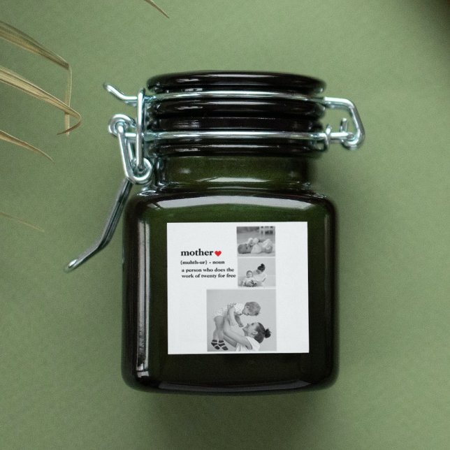 Modern Collage Photo & Text Red Heart Mother Gift Square Sticker (Creator Uploaded)