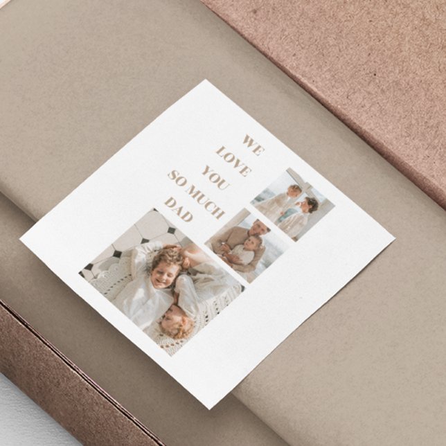Modern Collage Photo & We Love Dad Gifts Square Sticker (Creator Uploaded)