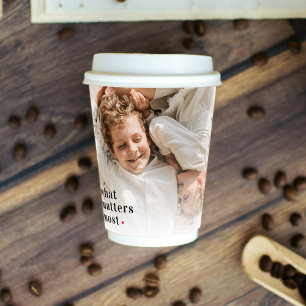 Modern Collage Photo What Matters Most Family Gift Paper Cups
