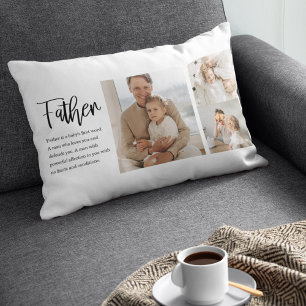 Modern Collage Photo With Father Best Quote Gift Lumbar Cushion