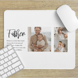 Modern Collage Photo With Father Best Quote Gift Mouse Pad