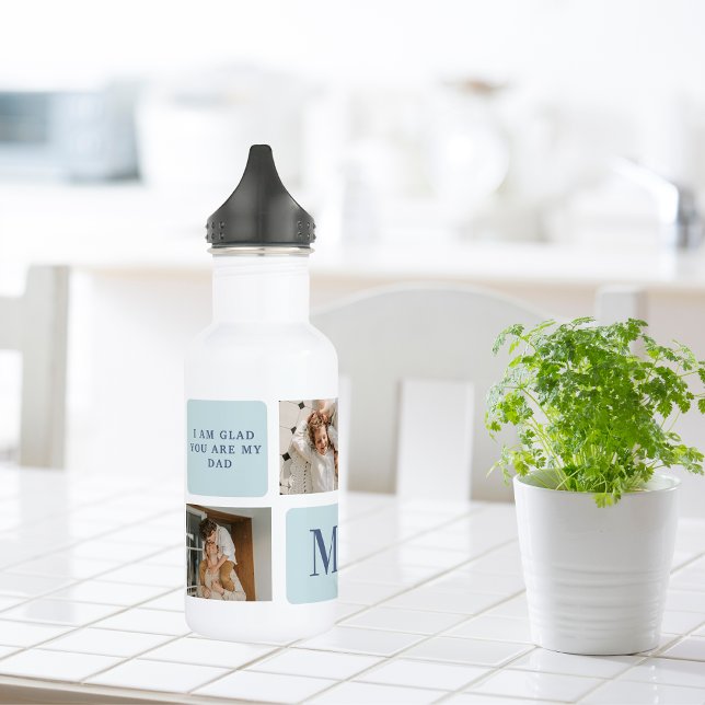 Modern Collage Photos Blue Best Fathers Gift 532 Ml Water Bottle (Creator Uploaded)