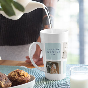 Modern Collage Photos Blue Best Fathers Gift Latte Mug