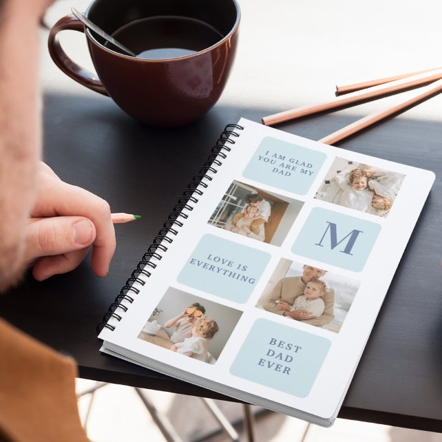 Modern Collage Photos Blue Best Fathers Gift Notebook (Creator Uploaded)