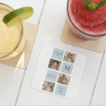 Modern Collage Photos Blue Best Fathers Gift Square Paper Coaster<br><div class="desc">Modern collage photos with a blue theme can make a great gift for Father's Day or any occasion to celebrate a special dad. Collage photos are a unique and creative way to showcase a collection of memorable moments and can be customised to fit the recipient's style and personality.</div>