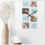 Modern Collage Photos Blue Best Fathers Gift Square Wall Clock<br><div class="desc">Modern collage photos with a blue theme can make a great gift for Father's Day or any occasion to celebrate a special dad. Collage photos are a unique and creative way to showcase a collection of memorable moments and can be customized to fit the recipient's style and personality.</div>