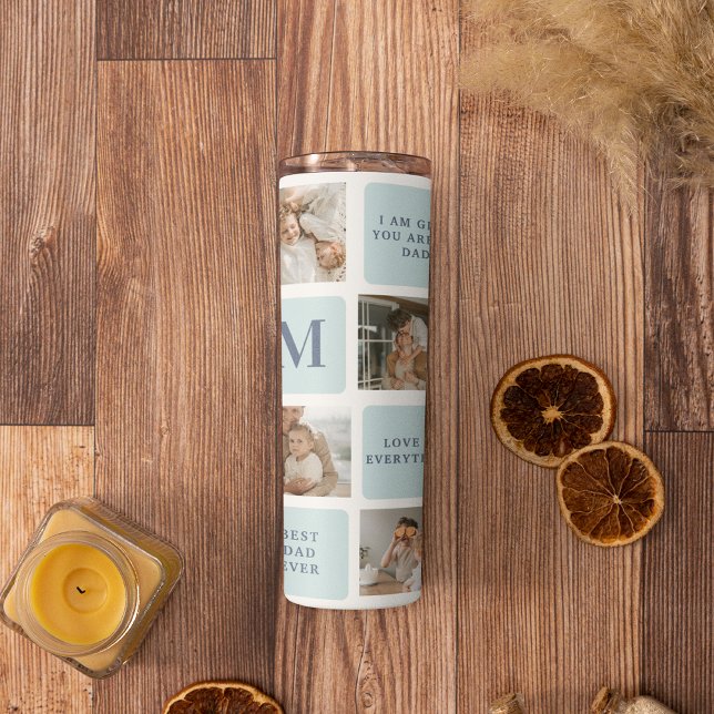 Modern Collage Photos Blue Best Fathers Gift Thermal Tumbler (Creator Uploaded)