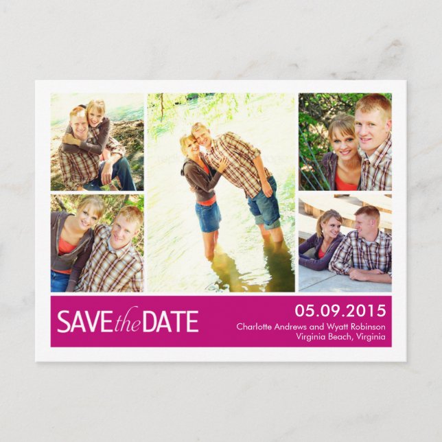 Modern Collage Save The Date Postcard (Front)