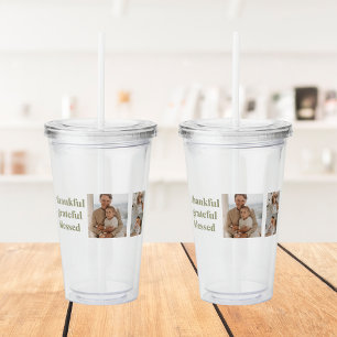 Modern Collage Three Photo   Happy Thanksgiving Ac Acrylic Tumbler