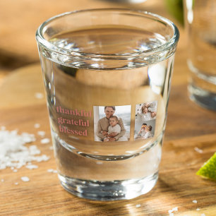 Modern Collage Three Photo Happy Thanksgiving Shot Glass