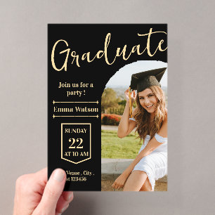 Modern College or High School Elegant Graduation Acrylic Invitations