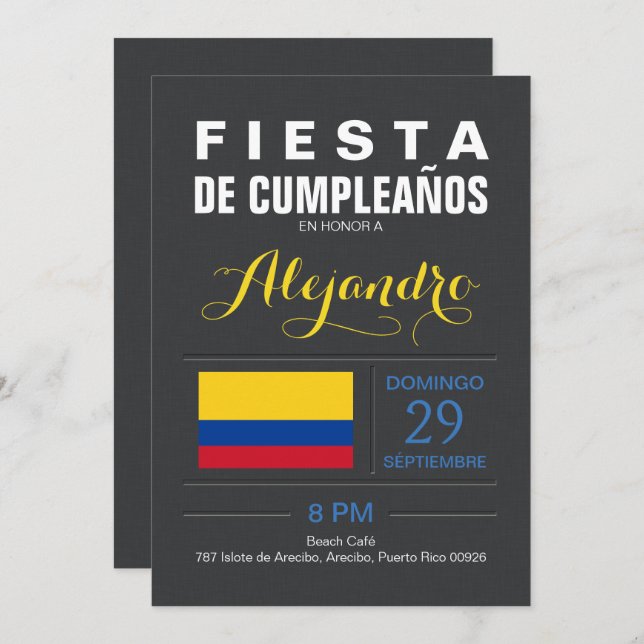 Modern: Colombia Party Invitation (Front/Back)