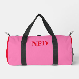 Modern Color Block - Hot Pink & Bold Red Monogram  Duffle Bag