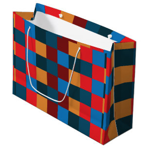 Modern Color Checkered Checkerboard Large Gift Bag