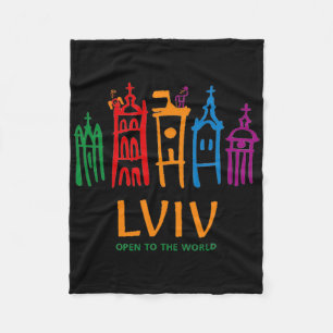 Modern Color Logo Of Lviv Fleece Blanket