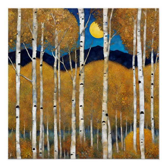 Modern Colorado Aspens Mountain Fall Poster (Front)