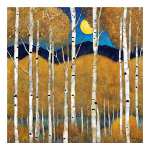 Modern Colorado Aspens Mountain Fall Poster