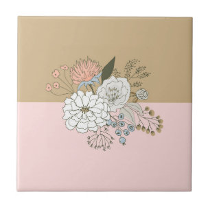 Modern Colorblock Bouquet Ceramic Tile