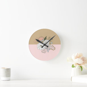 Modern Colorblock Bouquet Round Clock