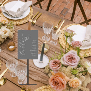 Modern Colorblock Guest Name List   Dark Silver Table Number