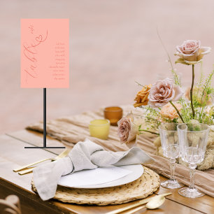 Modern Colorblock Guest Name List Light Coral Table Number