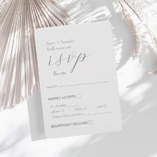 Modern Colorblock Wedding Affair Light Silver RSVP Card