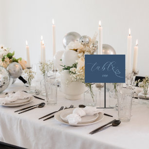 Modern Colorblock Wedding   Dark Blue Table Number