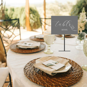 Modern Colorblock Wedding Dark Silver Table Number