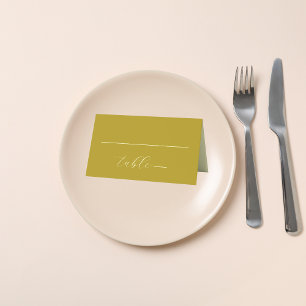 Modern Colorblock Wedding Dark Yellow Place Card