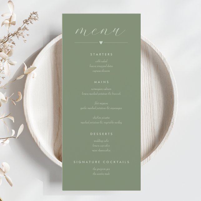 Modern Colorblock Wedding Menu | Dark Sage (Creator Uploaded)