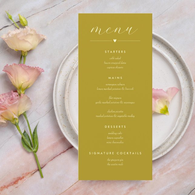 Modern Colorblock Wedding Menu | Dark Yellow (Creator Uploaded)