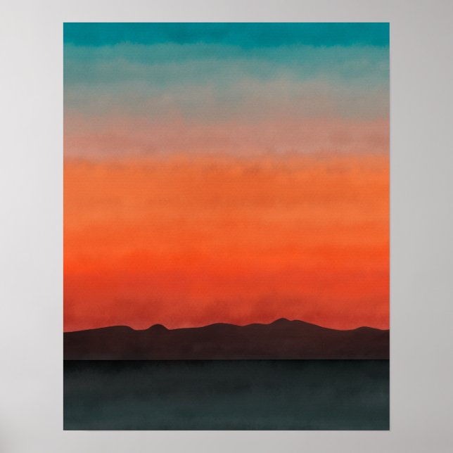 Modern Colorful Abstract Beach Sunset Poster (Front)